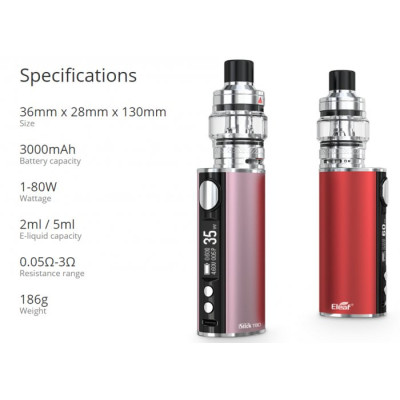 iSmoka-Eleaf iStick T80 Pesso Grip Full Kit 3000 mAh Black