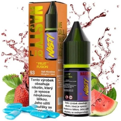 Liquid Nasty LIQ Salt Fruit Fusion 10ml - 20mg (Žvýkačka, Vodní meloun, Jahoda)